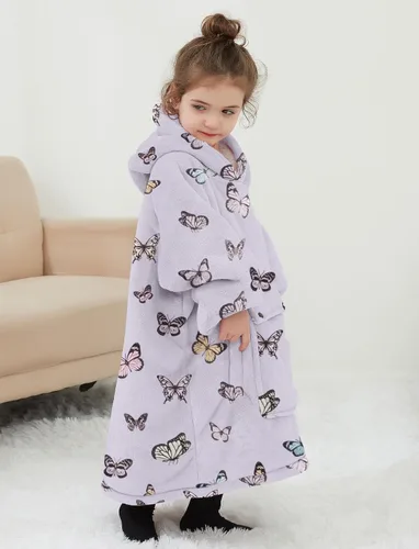 Vista 3 de Manta con Capucha Usable NOUKOW Manta Sherpa de Gran Tamaño Sudadera de Franela con Bolsillo Grande