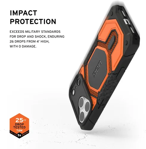 Vista 5 de UAG Monarch Pro - Funda para iPhone 18 Pro Max / 17 Pro Max, color naranja Monarch Pro - Kevlar Naranja Quemado