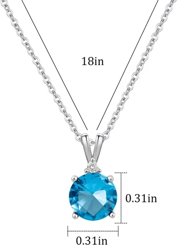 Vista 17 de 8mm Round Cubic Zirconia Sterling Silver Necklace Dainty Necklace Birthstone Jewelry Pendant Necklaces for Women