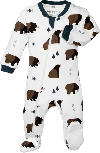 Vista 34 de ZippyJamz - Pijama orgánica para bebé con pies y cremallera para cambiar pañales fácil y rápido