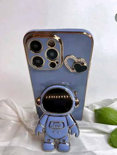 Vista 3 de Funda de silicona para Samsung Galaxy S21 con diseño Unico de astronauta que sirve de soporte. Azul