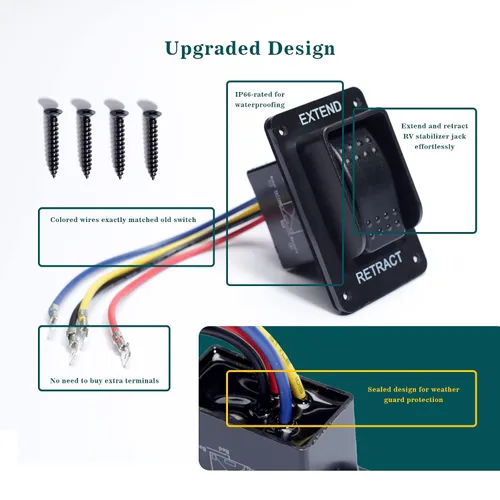 Vista 3 de 387874 Interruptor estabilizador de potencia con reemplazo de arnés para componentes de remolque Lippert 12V Extender Retract para gatos