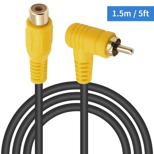 Vista 7 de Duttek Cable de extensión RCA de 90 grados, cable RCA de subwoofer chapado en oro de 24 quilates, cable de audio RCA macho a hembra, compatible
