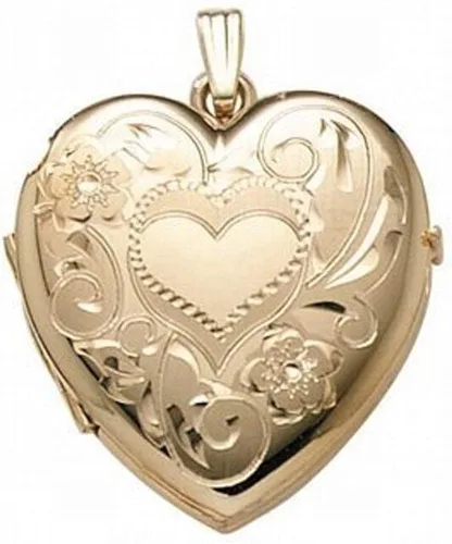 Vista 2 de Personalized Photo Engraved Heart Shaped Custom Photo PendantPhoto NecklacePhoto Charm with 4-Page Photo Heart Locket 1 14 Inch x 1 14 Inch in 14K