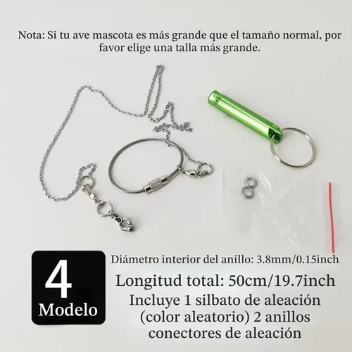 Vista 3 de Cadena de pie de pájaro cuerda de entrenamiento de acero inoxidable para exteriores, loro al aire libre, accesorios para anillo de pie de tobillo