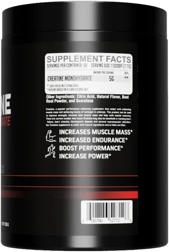 Vista 2 de GMU SPORT Monohidrato de creatina en polvo – Ponche de frutas 50 porciones 0.18 oz de creatina micronizada por cucharada Fuerza, recuperación
