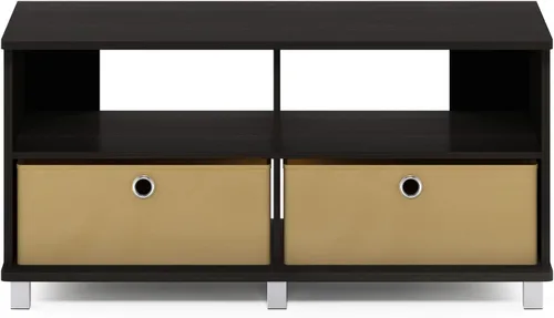 Vista 7 de Furinno Andrey - Centro de entretenimiento con cajones, Espresso oscuro