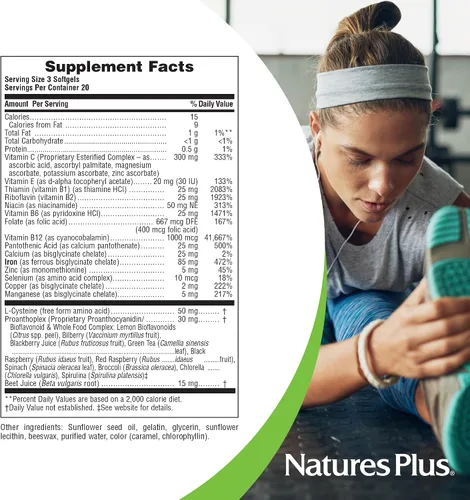 Vista 4 de NaturesPlus Hema-Plex Iron - 60 cápsulas blandas de acción rápida - 85 mg de hierro + vitamina C y bioflavonoides para glóbulos rojos saludables