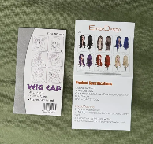 Vista 5 de Pelucas de 28 pulgadas EmaxDesign, ondulado rizado para cosplay, gorro de peluca y peine gratis (rojo)