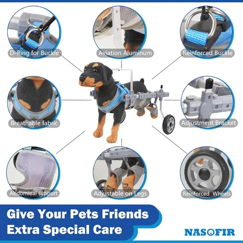 Vista 5 de Silla de ruedas para perros para patas traseras (M), nueva silla de ruedas ajustable para perro, ayuda a mascotas pequeñas con extremidades traseras