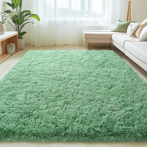 Vista 52 de Mugorn - Alfombras suaves y esponjosas de 2 x 3 pies para el hogar, alfombra pequeña con 4 mallas antideslizantes, color negro, 2 x 3 pies