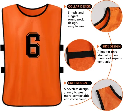 Vista 2 de brooman Scrimmage - Chaleco de entrenamiento para niños, jóvenes y adultos, camiseta de práctica de fútbol atlético (12 y 24 unidades)