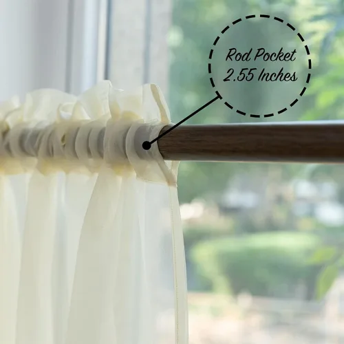 Vista 4 de PearAge Cortinas Cenefa Transparente con Cuentas para Sala de Estar, Cenefa de Ventana de Granja con Bolsillo para Barra, Cenefa de Cortina de Gasa