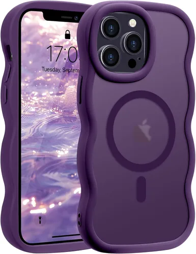 Vista 105 de Pepmune - Funda para iPhone 12 Pro Max con marco ondulado y estructura rígida, color mate claro, cubierta trasera unisex, compatible con Magsafe