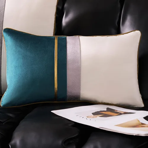 Vista 17 de Avigers - Funda de cojín decorativa de terciopelo, 20 x 20 pulgadas, diseño de rayas, cuero negro con blanco y dorado. Funda de cojín moderna