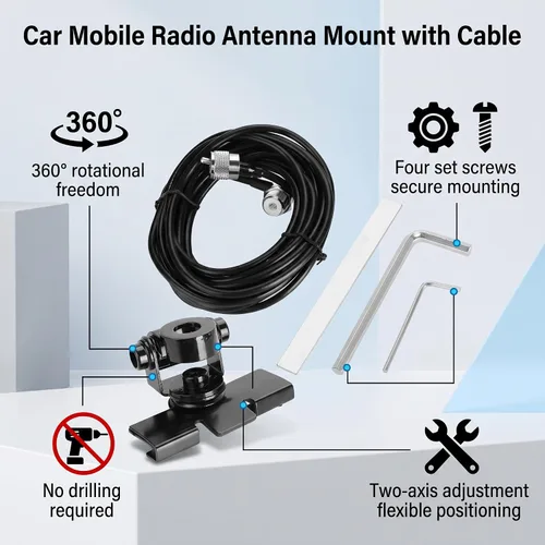 Vista 3 de Soporte de montaje de antena de jamón de coche para radio móvil, soporte de maletero para tapa de tronco/Hatchback/Montaje de puerta para FT-1802M