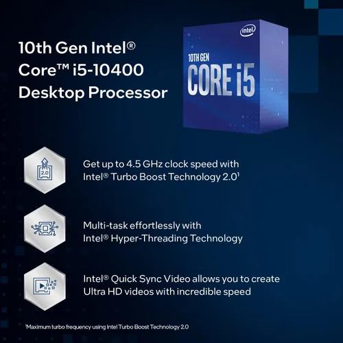 Vista 7 de Intel Core i5-10400 Procesador de escritorio 6 núcleos hasta 4.3 GHz LGA1200 (chipset Intel serie 400) 65W, número de modelo: BX8070110400
