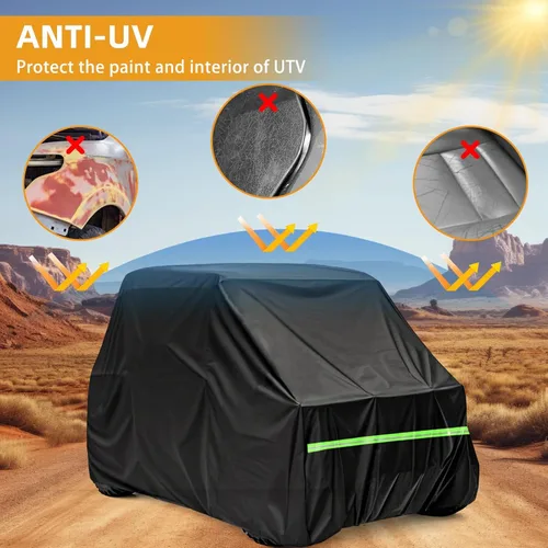 Vista 5 de Funda para UTV de 2 a 3 plazas, 600D resistente, 126 x 70 x 75 pulgadas Waterproof, Windproof, UV Resistant, Reflective Strips, Compatible with