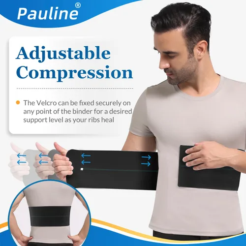 Vista 3 de Soporte para Costillas Fracturadas para Hombres - Faja de Compresión para el Pecho para Soporte de Costillas Agrietadas y Alivio del Dolor de Pecho