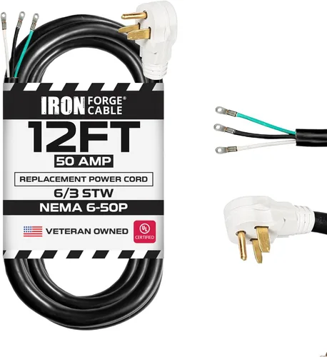 Vista 13 de Iron Forge Cable Soldador y cargador EV, 3 pies - NEMA 6-50, 50 amperios Cable 6/3, extremo abierto (sin enchufe), 50 amperios - para soldadores