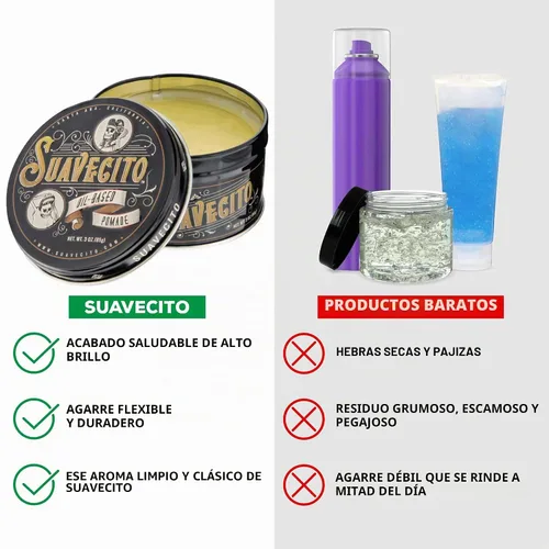 Vista 4 de Suavecito Pomada a base de aceite lata de 3 onzas – Aroma original peinado de larga duración, alto brillo saludable, para todo tipo de cabello