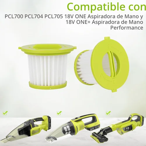 Vista 6 de Filtro de repuesto compatible con modelos de aspiradora de mano Ryobi ONE+ de 18 V PCL700 PCL704 PCL705 Comparar con el número de pieza A32F05N 2
