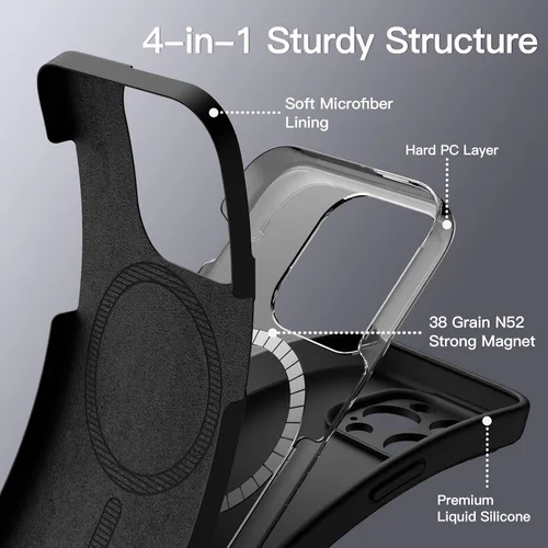 Vista 4 de JETech Funda magnética de silicona para iPhone 12 Pro Max de 6.7 pulgadas, compatible con MagSafe, cubierta de teléfono con protección completa