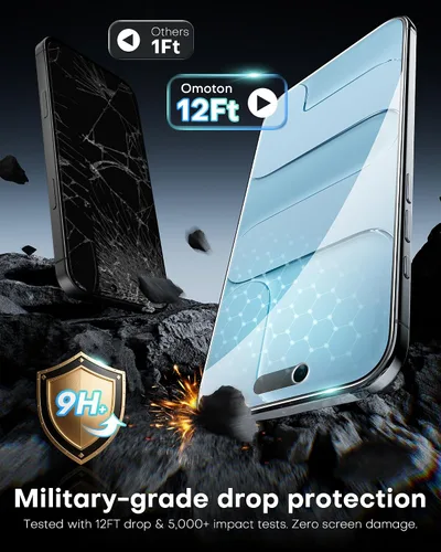 Vista 3 de OMOTON Protector de pantalla de privacidad para iPhone Air [Aplicación sin fallos], vidrio templado para iPhone 17 Air con dureza 9H+ y grado