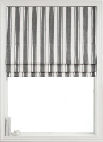 Vista 8 de Everyday Celebration Persianas romanas para ventanas, 100% opacas, sin cordones, rayas verticales, persianas de tela tejida, 26 pulgadas de ancho x