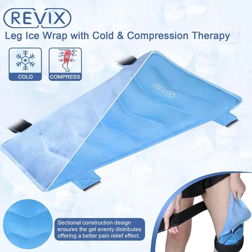 Vista 9 de REVIX Bolsa de hielo para aliviar el dolor de tobillo y pies y envoltura de hielo de gel grande para piernas, cadera, muslo, rodilla y espinilla