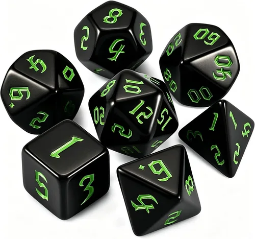 Vista 19 de QMAY - Juego de dados para DND, 7 dados poliédricos con bolsa de dados para juegos de mesa D&D