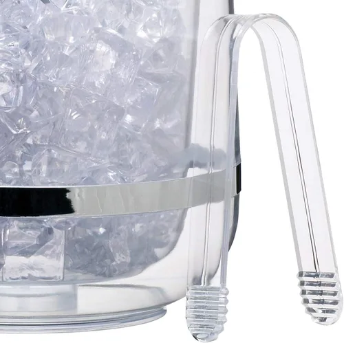 Vista 7 de BarCraft Cubo aislado de plástico con pinzas y tapa para hielo, 2,5 l, transparente