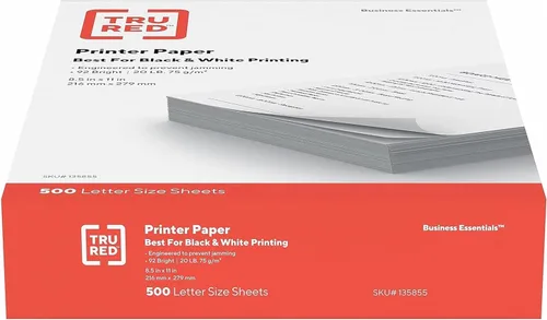 Vista 6 de Staples TRU RED - Papel para impresora de 8.5 x 11 pulgadas, diseñado para impresoras de alta velocidad, brillo 92, color blanco (500 hojas/resma)