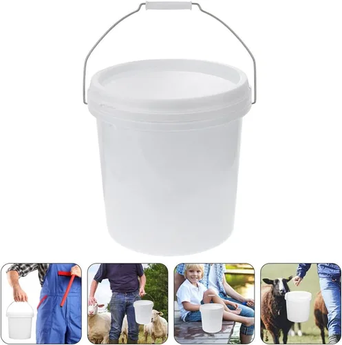 Vista 7 de Cubo de plástico de 5 L con tapa y asa, cubo pequeño sellado blanco de grado alimenticio, resistente de grado alimenticio, contenedor de pintura