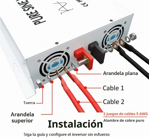 Vista 4 de WZRELB 3000W 24V Inversor de onda sinusoidal pura de energía solar DC a convertidor de CA de 110V (RBP300024W)