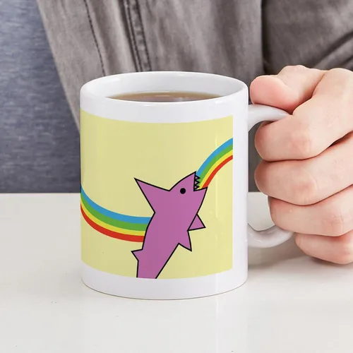Vista 6 de CafePress Jake's Rainbow Shark - Taza de café de cerámica (11 oz)