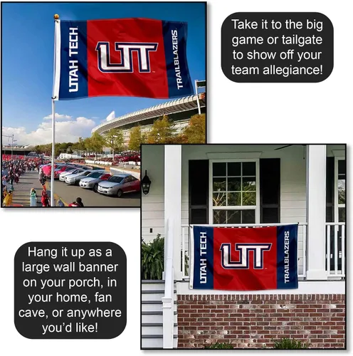 Vista 4 de Bandera grande con ojales de Utah Tech Trailblazers