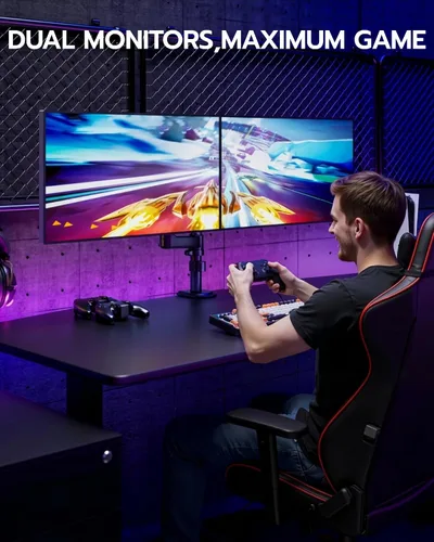 Vista 8 de ARES WING Soporte para Monitor Dual - Brazo de Monitor Ultraancho para Pantalla Curva de Servicio Pesado de 17 a 40 Pulgadas hasta 26.4 libras