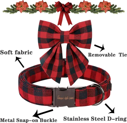 Vista 22 de Unique style paws - Collar para perros con corbatín, collar ajustable para perros y gatos, pequeño, mediano y grande
