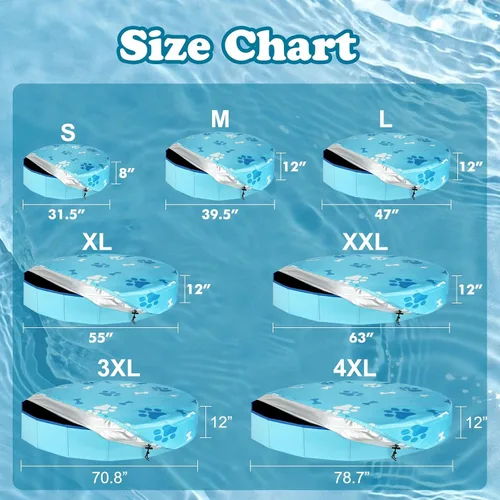 Vista 2 de Rypet Cubierta plegable redonda para piscina de mascotas de 71 pulgadas, fundas de piscina para niños, a prueba de fugas, lavables, accesorios