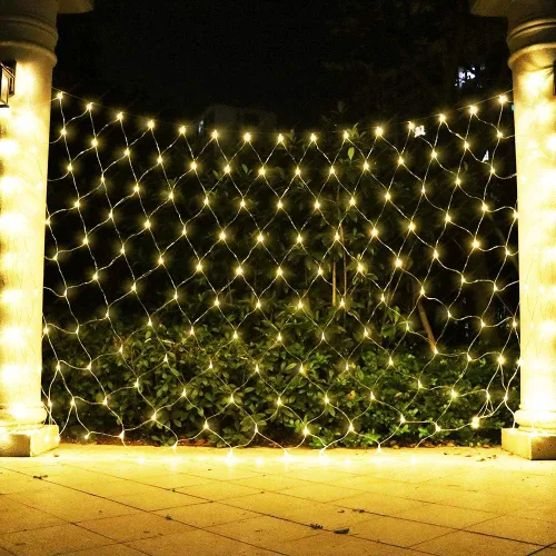 Vista 9 de Luces de Red de Navidad Rojas, 240 Luces LED de Malla para Árbol Exterior con Enchufe, Luces Colgantes de Cadena para Navidad, Halloween, Jardín Rojo