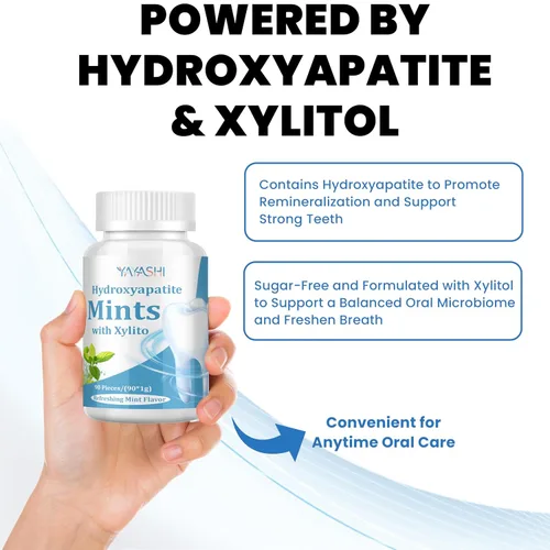Vista 6 de Mentas nano hidroxiapatita – Mentas de xilitol para boca seca – Sin azúcar de hidroxiapatita – Promueve la remineralización, aliento fresco oral