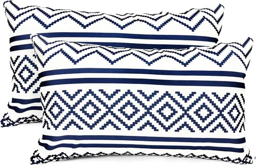 Vista 57 de Juego de 2 fundas de almohada decorativas negras boho 16x16 pulgadas, fundas de almohada de lino modernas estilo bohemia campestre para exteriores
