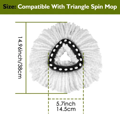Vista 4 de EasyWring - Juego de 4 cabezales de repuesto para trapeador giratorio, microfibra, compatible con trapeador giratorio triangular, limpieza