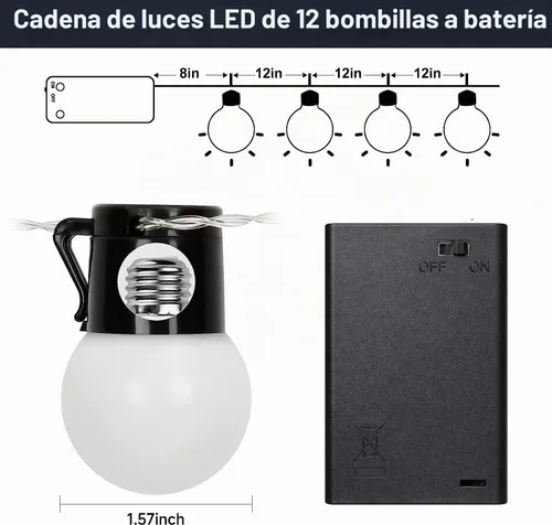 Vista 5 de 12 bombillas LED – Cadena de iluminación G40 funciona con pilas para números de letras de marquesina – interiores y exteriores para fiestas