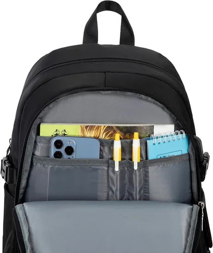 Vista 5 de Wadirum Mochila escolar de moda para niña, mochila espaciosa para computadora portátil para mujer Negro