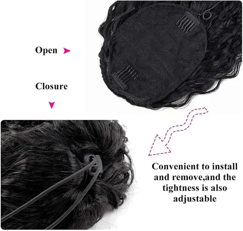 Vista 5 de Pelo Chignon - Cola de caballo rizada brasileña, cabello real de 10 a 28 pulgadas con cordón para el cabello, extensión de cola de caballo