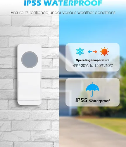 Vista 5 de Timbre de puerta inalámbrico, impermeable IP55 que funciona a 1300 pies con 63 melodías, placa de nombre (versión de batería)