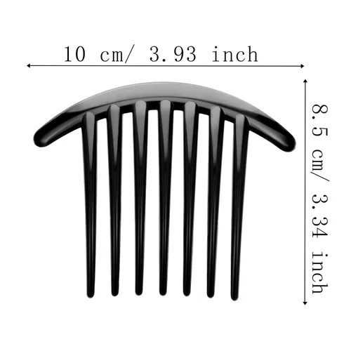 Vista 2 de 20 piezas de 7 dientes, estilo francés, peine giratorio de plástico, accesorios para el cabello para mujeres (negro y marrón)