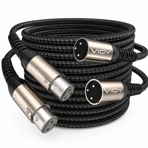 Vista 10 de VIOY Cable de micrófono XLR de 6.6 pies, cable de micrófono macho a hembra, cable equilibrado de 3 pines - cable de extensión XLR trenzado de nailon
